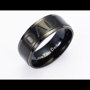 Titanium ring with engraving Dad